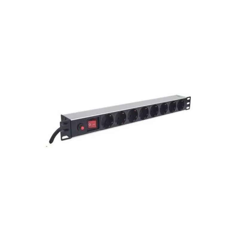 Intellinet 19" 1U Rackmount 8-Way Power Strip - nemecký typ, distribučný panel, 8x DE zásuvka, 3m kábel (713986)