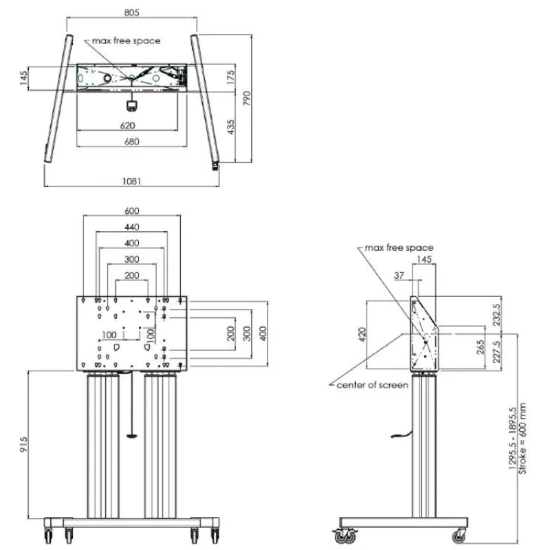 SMMS 062.7105 dvojitý elektrický lift 98", 160 kg, 1295-1895 mm, čierny (SMMS 062.7105)