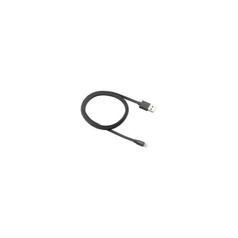 Canyon MFI-2, 1m plochý kábel Lightning/USB, MFI schválený Apple, tmavo-šedý (CNS-MFIC2DG)