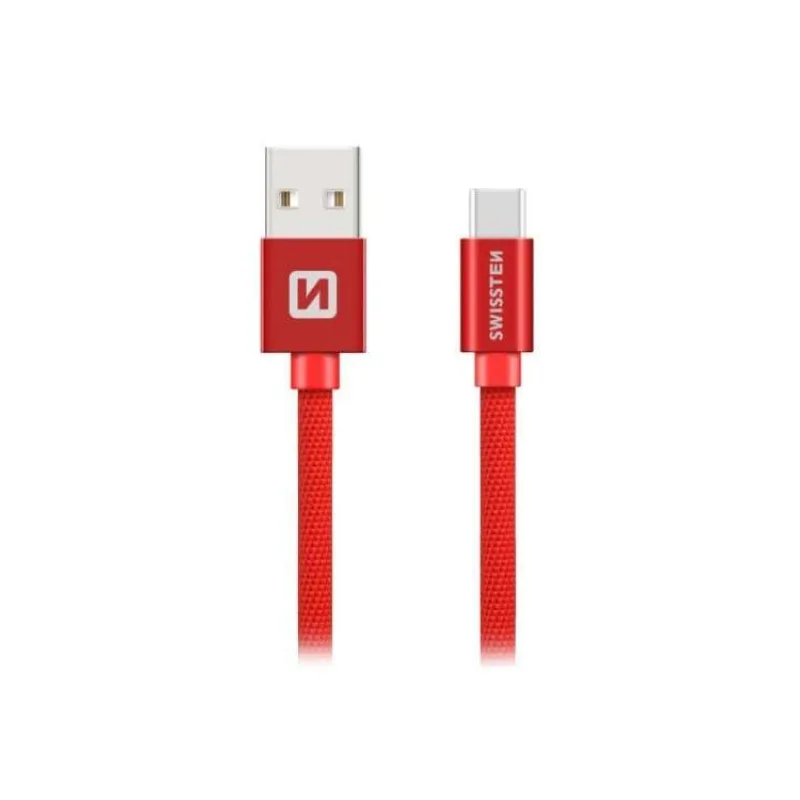 Swissten Datový Kabel Textile Usb / Usb-C 2,0 M Červený (71521306)