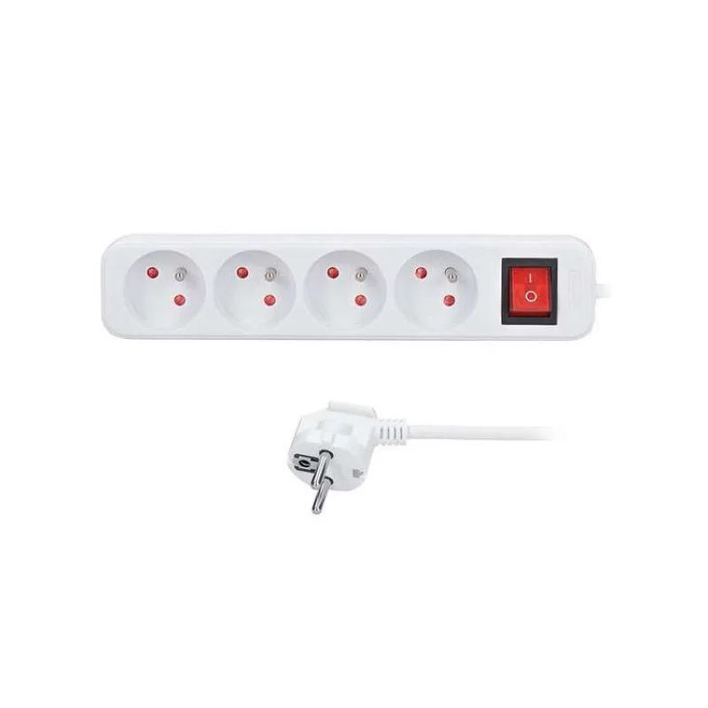 Pridať do obľúbenýchSolight predlžovací prívod 5m, 4 zásuvky, vypínač, 16A/3680W, PVC, biely (PP33X)