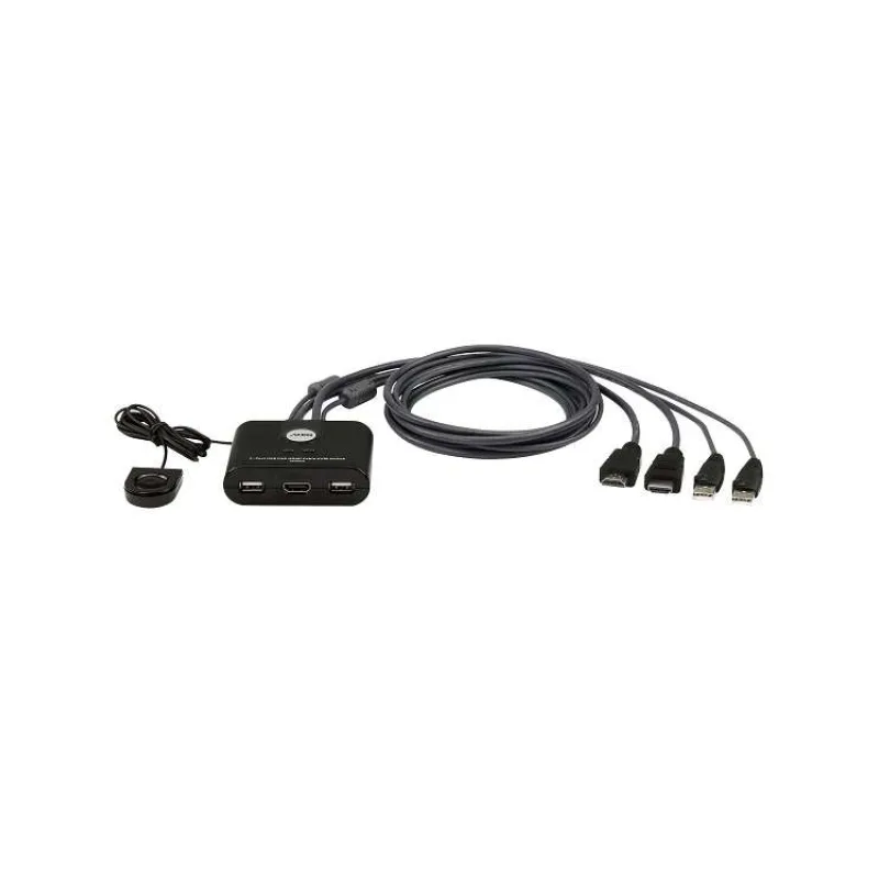 ATEN 2-port HDMI KVM USB mini, integrované kabely, tlačítko pro přepínání (CS22HF-AT)