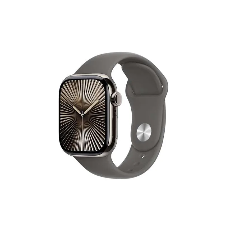 Apple Watch Series 10 GPS + Cellular 42mm Natural Titanium Case with Stone Grey Sport Band - S/M (MWXD3QC/A)