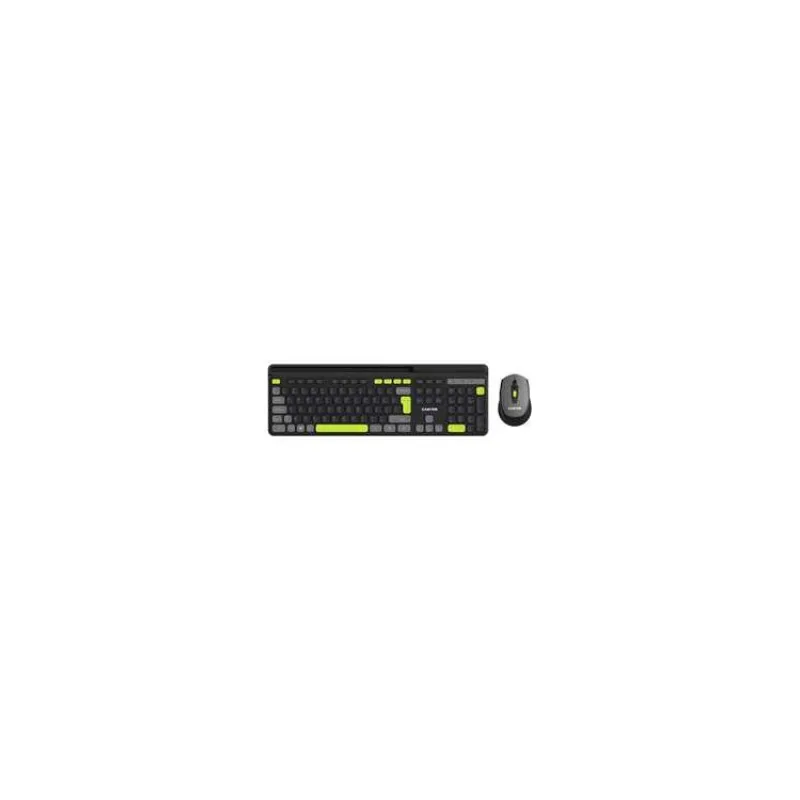 Canyon SET-W5, Wireless bezdrôtové combo - multimed. klávesnica, SK/CZ + opt. myš až 1600 dpi, čierna so zelenými prvkam (CNS-HSETW5BK-CS)