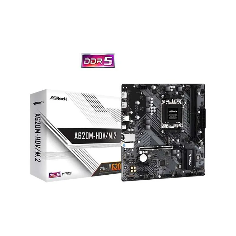 ASRock A620M-HDV/M.2 / AMD A620 / AM5 / 2x DDR5 DIMM / 2x M.2 / HDMI / DP / USB-C/ mATX (A620M-HDV/M.2)
