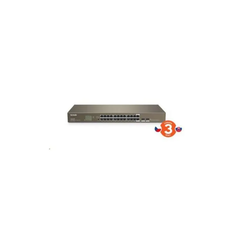 Tenda TEG1024F - 22-portový gigabitový ethernetový prepínač + 2x Combo SFP/RJ45, 10/100/1000 Mb/s, bez ventilátora, sto (TEG1024F)