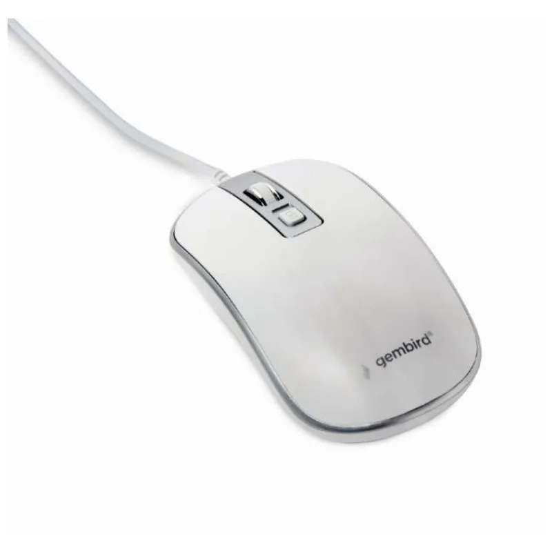 GEMBIRD myš MUS-4B-06-WS, drátová, optická, USB, bílá/stříbrná (MUS-4B-06-WS)