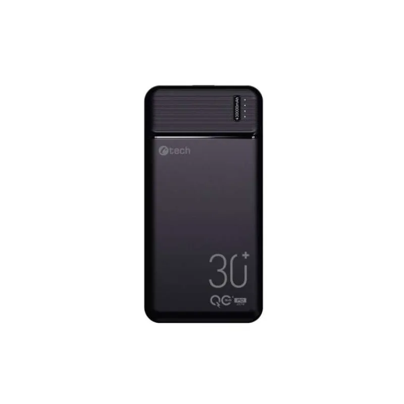 C-TECH Powerbanka 30000mAh, Li-Pol, 20W, USB-C/USB-A/micro USB/PD/Quick charge (PBPD-30)