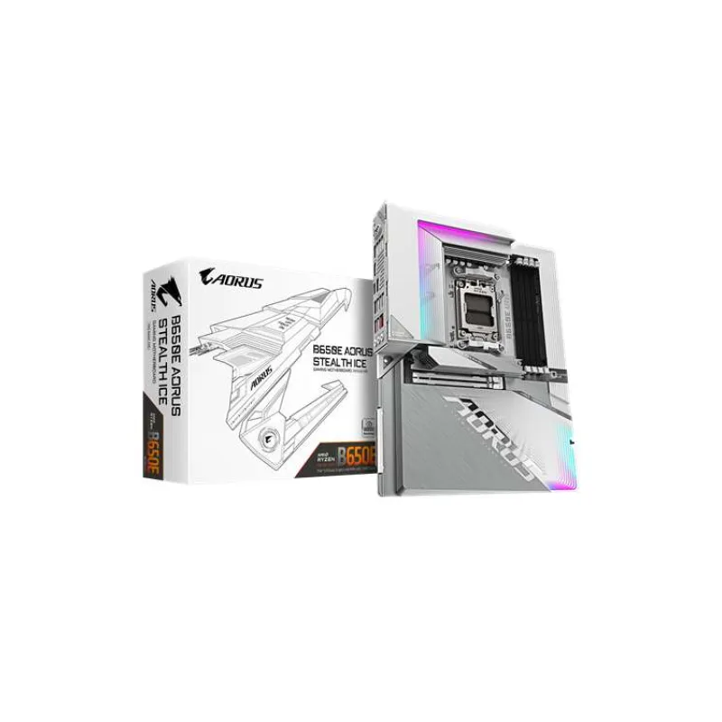 GIGABYTE MB Sc AM5 B650E AORUS STEALTH ICE, AMD B650, 4xDDR5, 2x HDMI, 1xUSB-C, WI-FI, E-ATX (B650E A STEALTH ICE)