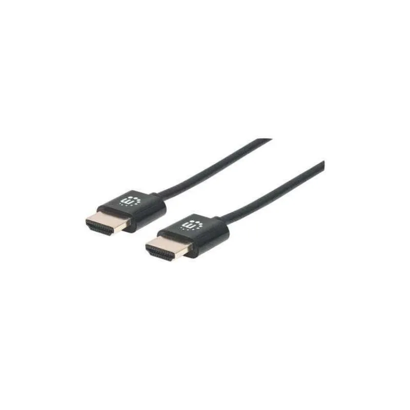 MANHATTAN Ultratenký vysokorýchlostný kábel HDMI s Ethernetom, HEC, ARC, 3D, 4K, HDMI samec - samec, tienený, čierny, 0 (394406)
