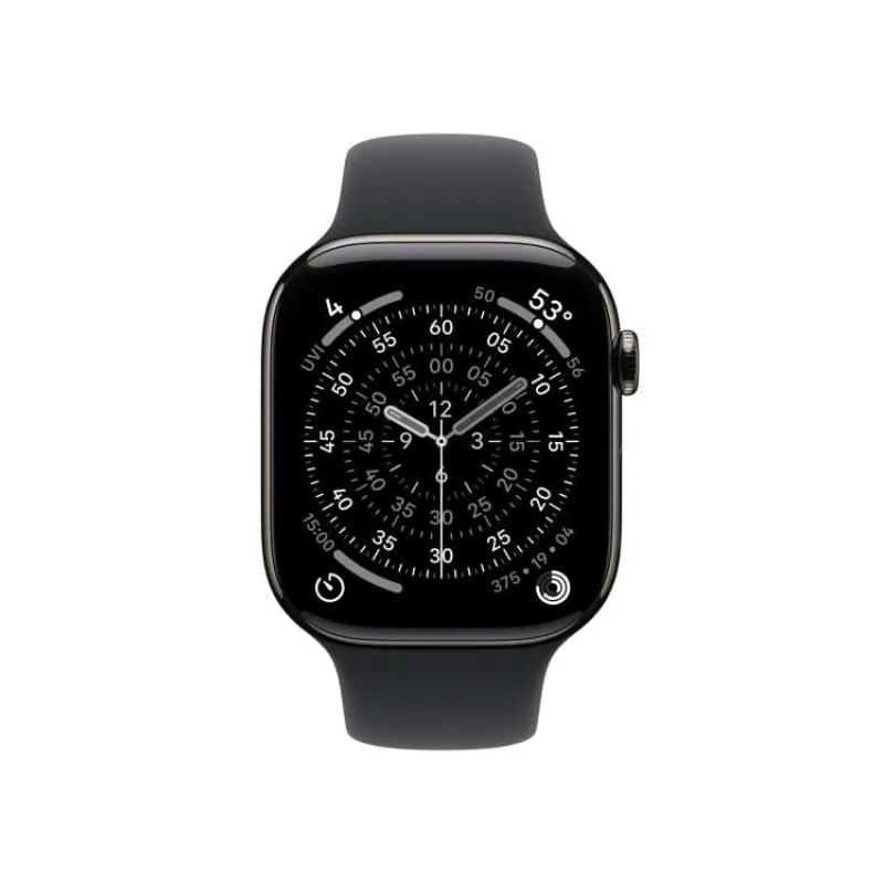 Apple Watch Series 11 GPS + Cellular 42mm Bridlicový sivý titán s čiernym športovým remienkom - S/M (MF8R4WF/A)