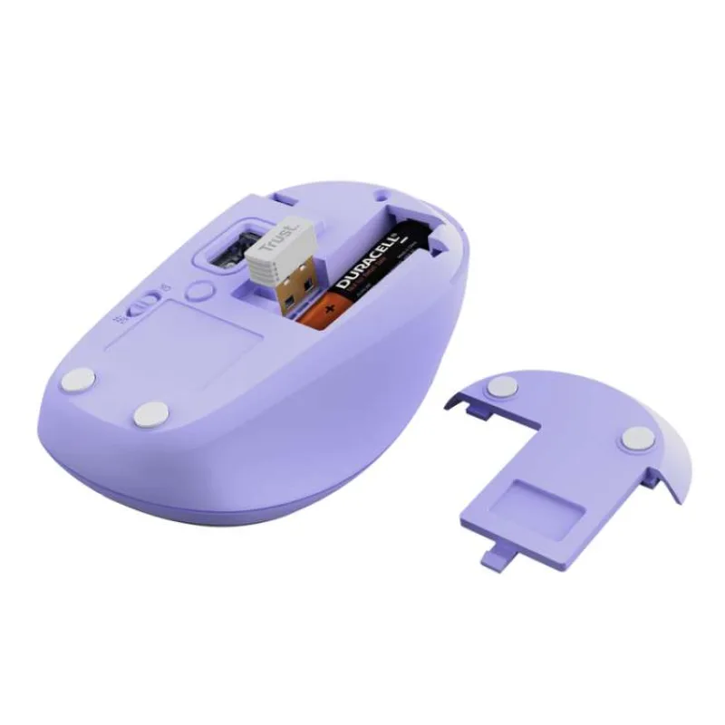TRUST Yvi+ Multi-Device/Kancelárska/Optická/1 600 DPI/USB+BT/Fialová (25583)