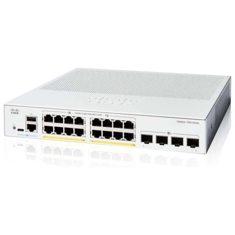 Cisco Catalyst switch C1300-16P-4X (16xGbE,4xSFP+,16xPoE+,120W,fanless) - REFRESH (C1300-16P-4X-RF)