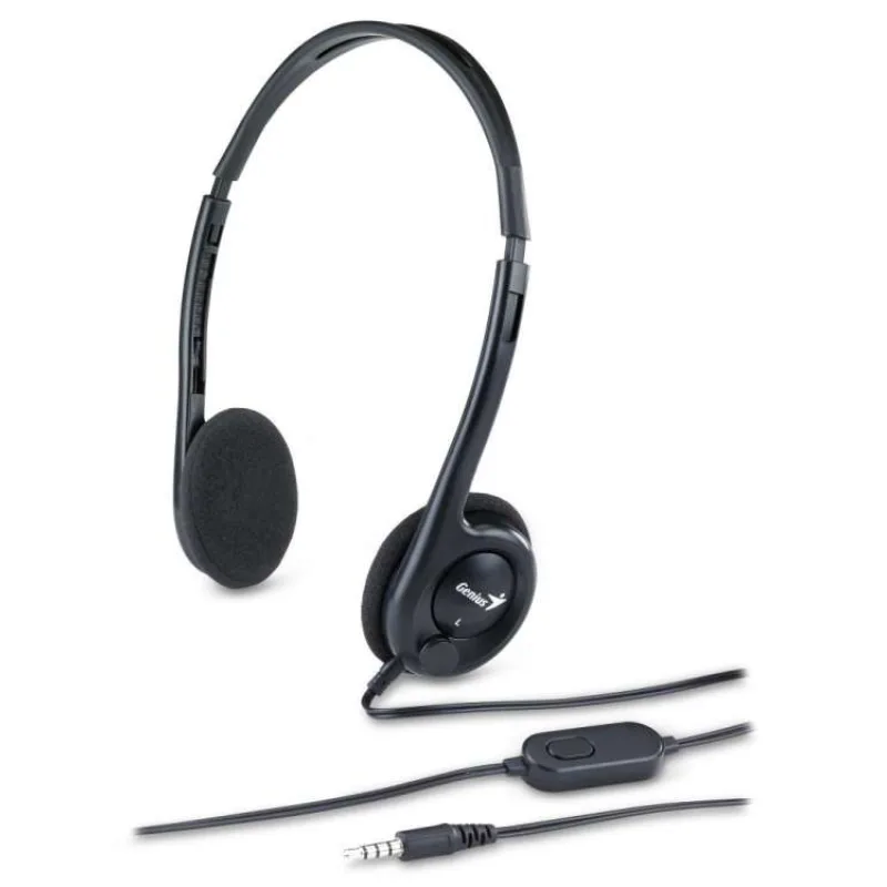 Genius HS-200C Headset, drátový, náhlavní, mikrofon, redukce na 1× 3,5 mm jack, černý (31710151104)