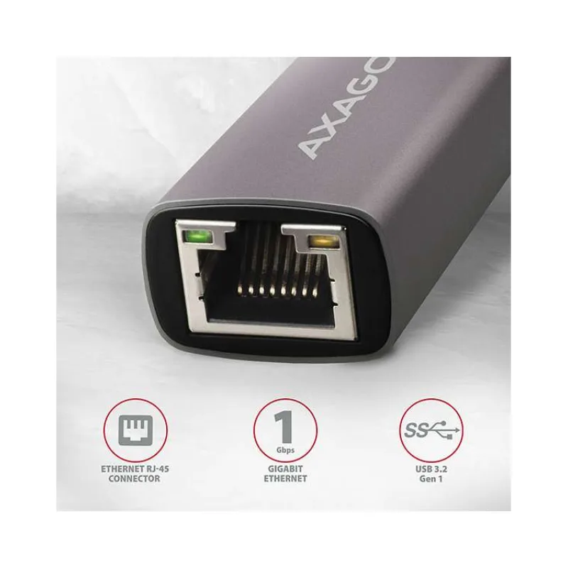 AXAGON ADE-TR, USB-A 3.2 Gen 1 - Gigabit Ethernet sieťová karta, auto inštal, titánovo šedá (ADE-TR)