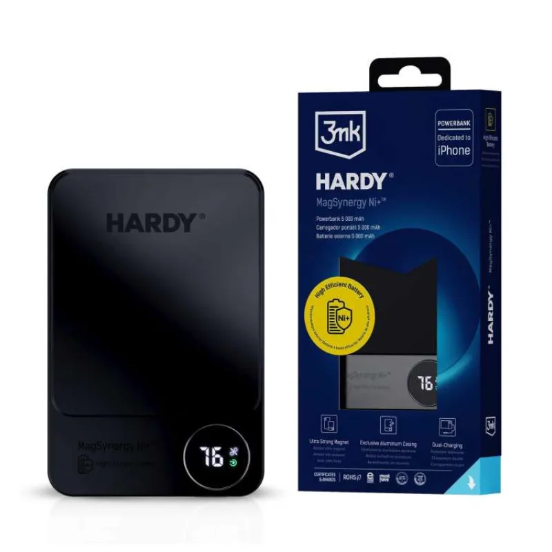 3mk HARDY MagSynergy Ni+ 5,000mAh 22.5W USB 1C1L Black pro Universal (5903108572217)