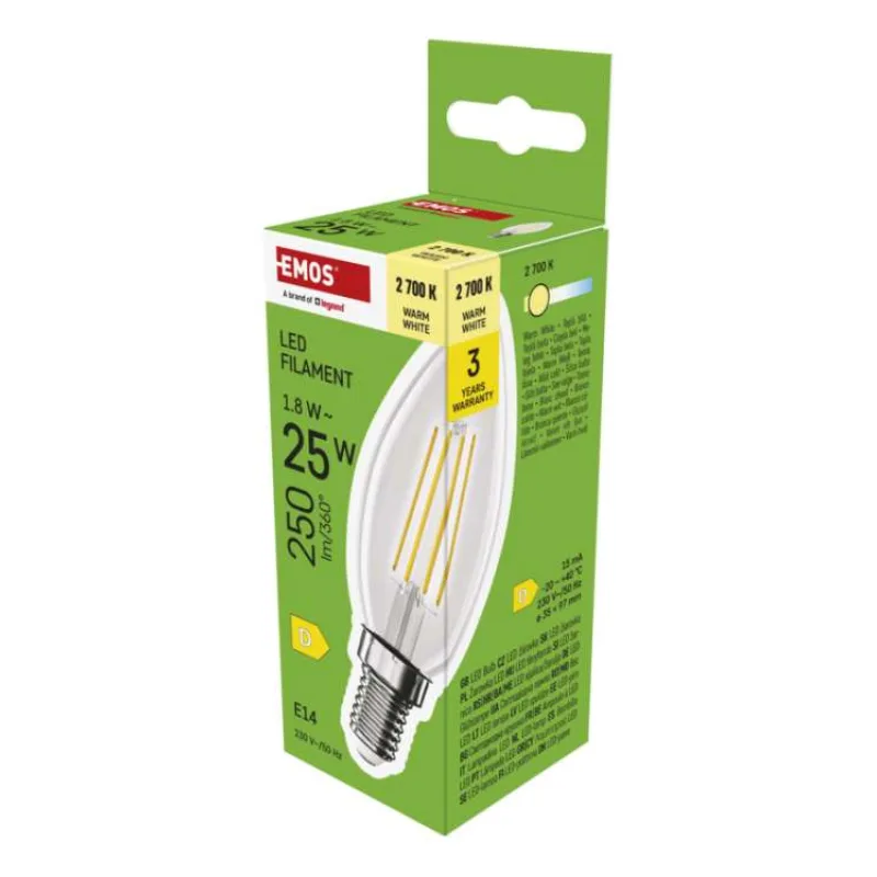 EMOS LED FLM CANDLE 1,8 W (25 W) 250lm E14 WW (1525731248)