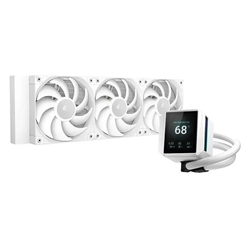DEEPCOOL Vodní chladič MYSTIQUE 360 WH, ARGB, 3x 120mm, AM5, LGA1851, bílá (R-LX360-WHDSNMP-G-1)