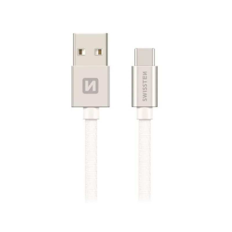 Swissten Datový Kabel Textile Usb / Usb-C 2,0 M Stříbrný (71521303)