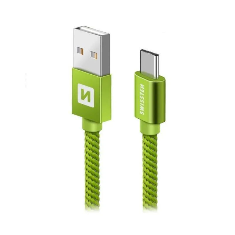 Swissten Datový Kabel Textile Usb / Usb-C 1,2 M Zelený (71521207)