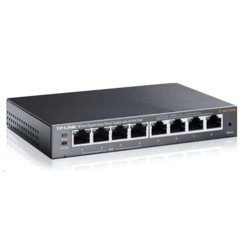 8-Port Gigabit Easy Smart Switch with 4-Port PoE+ PORT: 4× Gigabit PoE+ Ports, 4× Gigabit Non-PoE Ports SPEC: 802.3af/at (TL-SG108PE)