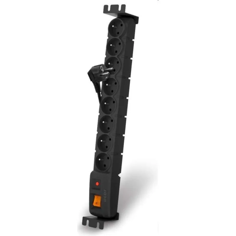 OEM 19" rozvodný panel ACAR S8 FA RACK, prepäťová ochrana, 8 x zásuvka, černá 3m (ACAR+VANA-S8)
