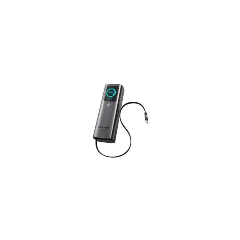 Canyon OnPower 265, Powerbank, 20.000 mAh, 165W ultra rýchla, displej, in:USB-C, out:2x USB-C/1xUSB-A, integ. USB-C káb. (CNS-CPB265DG)