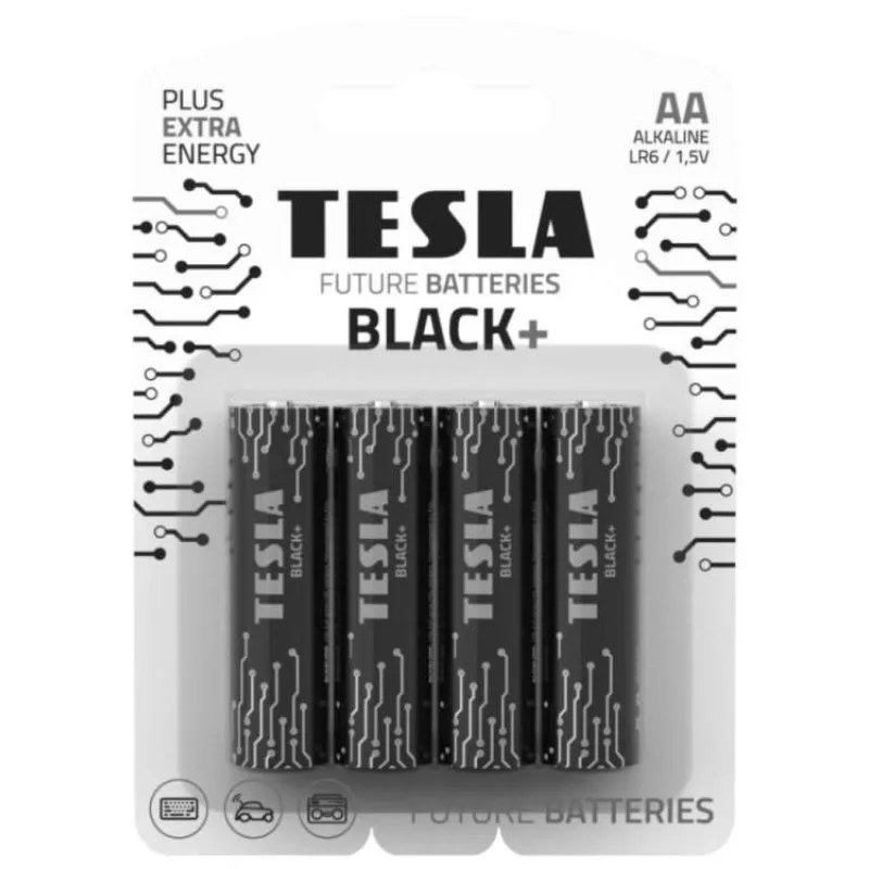 TESLA BLACK+ alkalická baterie AA (LR06, tužková, blister) 4 ks (14060420)