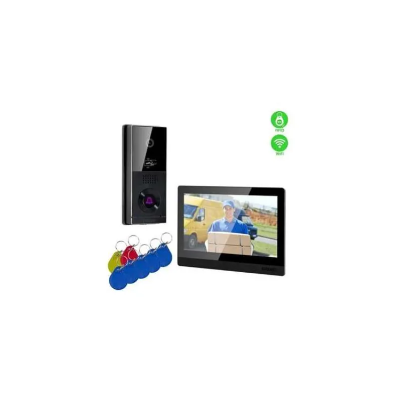 EVOLVEO DoorPhone AHD10, Sada domáceho WiFi videotelefónu s ovládaním dverí a RFID, čierny 10" monito (DPAHD10-B)
