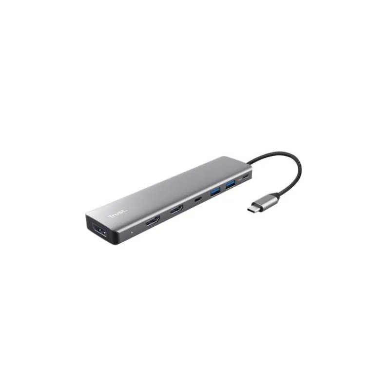 TRUST Dokovací stanice DALYX 7v1, 1xDP, 2xHDMI, 2xUSB-C, 2xUSB, šedá (25661)