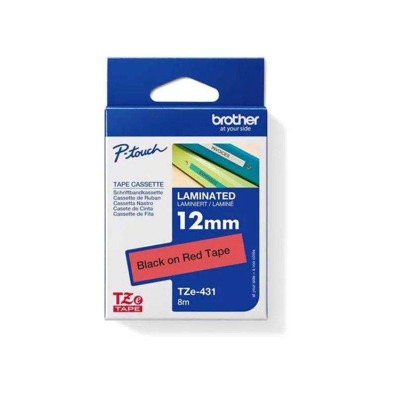 páska BROTHER TZ431 čierne písmo, červená páska Tape (12mm) (TZE431)