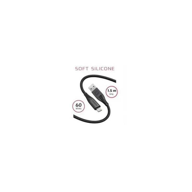 SWISSTEN DATOVÝ KABEL SOFT SILICONE USB / LIGHTNING 1,5 M 60W ČERNÝ (71533010)