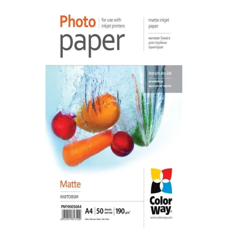 COLORWAY fotopapír/ matte 190g/m2, A4/ 50 kusů (PM190050A4)