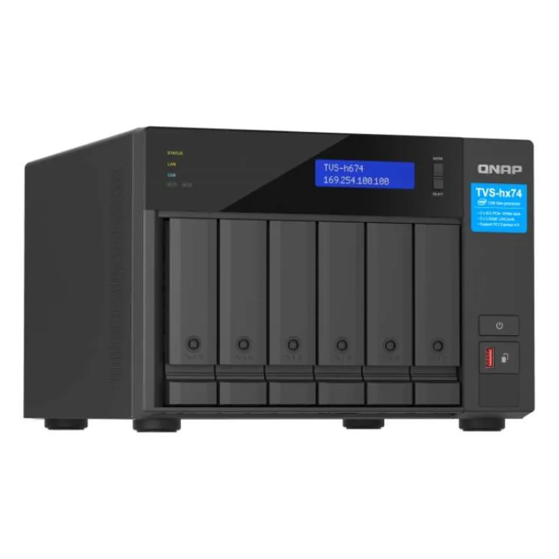 QNAP TVS-h674-i3-16G (4core 4,3GHz, ZFS, 16GB RAM, 6x SATA, 2x M.2 NVMe, 2x PCIe, 2x 2,5GbE, HDMI) (TVS-h674-i3-16G)