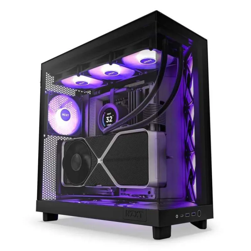 NZXT skříň H6 Flow RGB dvoukomorová / MidT / 3x120mm RGB fan / 2xUSB 3.2 / USB-C / prosklená / černá (CC-H61FB-R1)