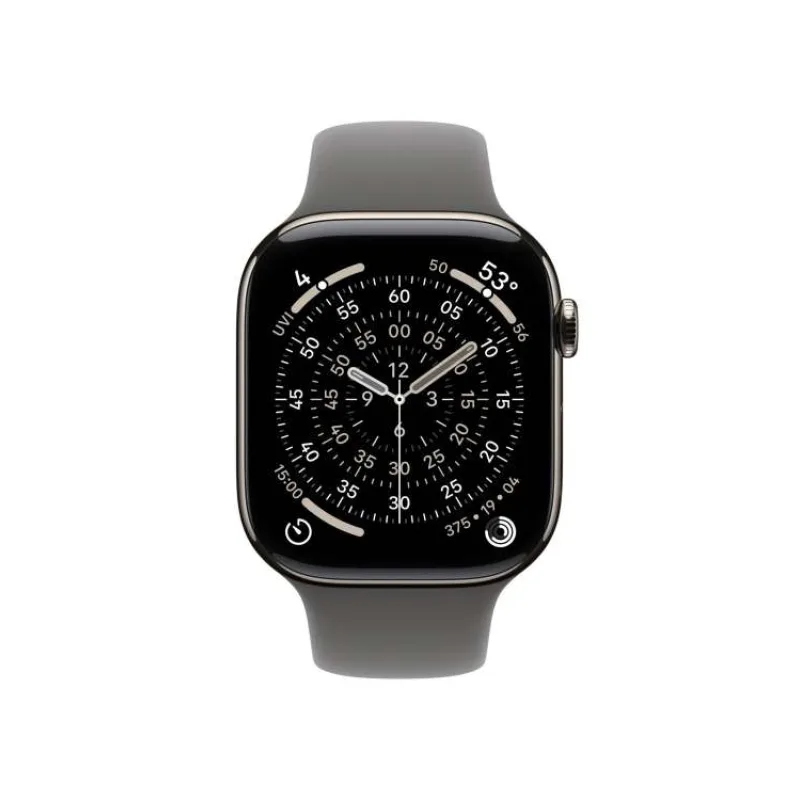Apple Watch Series 11 GPS + Cellular 42mm Natural Titanium Case with Stone Grey Sport Band - M/L (MF8N4WF/A)