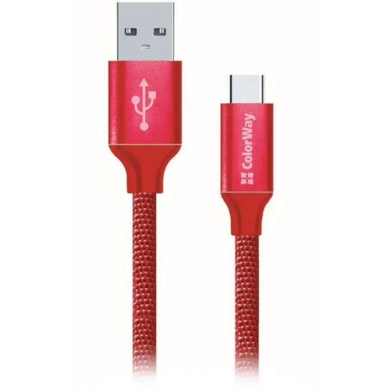 Colorway Datový Kabel Usb /USB-C/ 1m/ 2.1A/ Červený (CW-CBUC003-RD)
