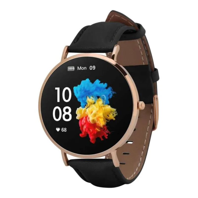 Garett Smartwatch Verona zlatá, černý řemínek (VERONA_GOLD_BLACK_LEATHER)