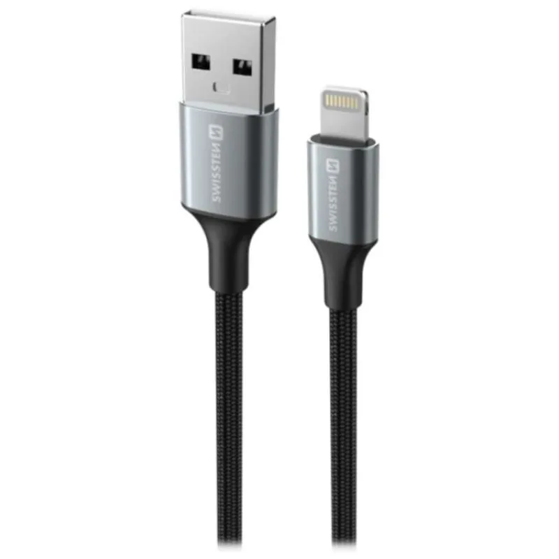 SWISSTEN DATOVÝ KABEL TEXTILE II USB / LIGHTNING 1,5 M ČERNÝ (71523309)