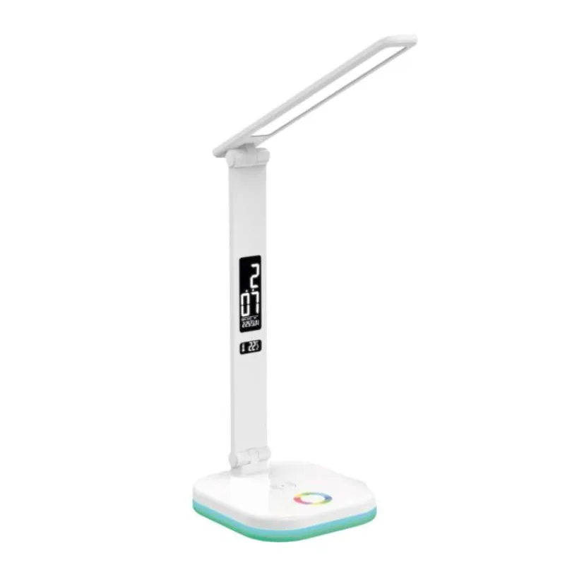 Platinet PDL711RGBW stolná LED lampa stmievateľná, bezdrôtové nabíjanie, hodiny, biela (PLADL711RGBW)