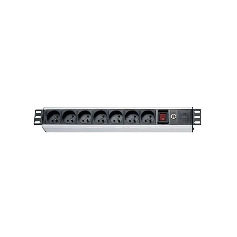 XtendLan 19'' rozvodný panel 7x 230V, ČSN, vypínač, nadproudová a přepěťová ochrana, 1,8 m (ZASUVKA7F-19)