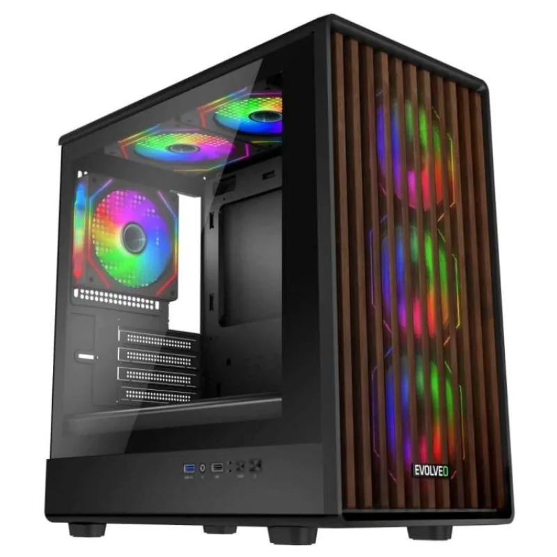 EVOLVEO Panthera, mATX/6x ARGB 120/drevo+sklo (PANTHERA-BK-6)