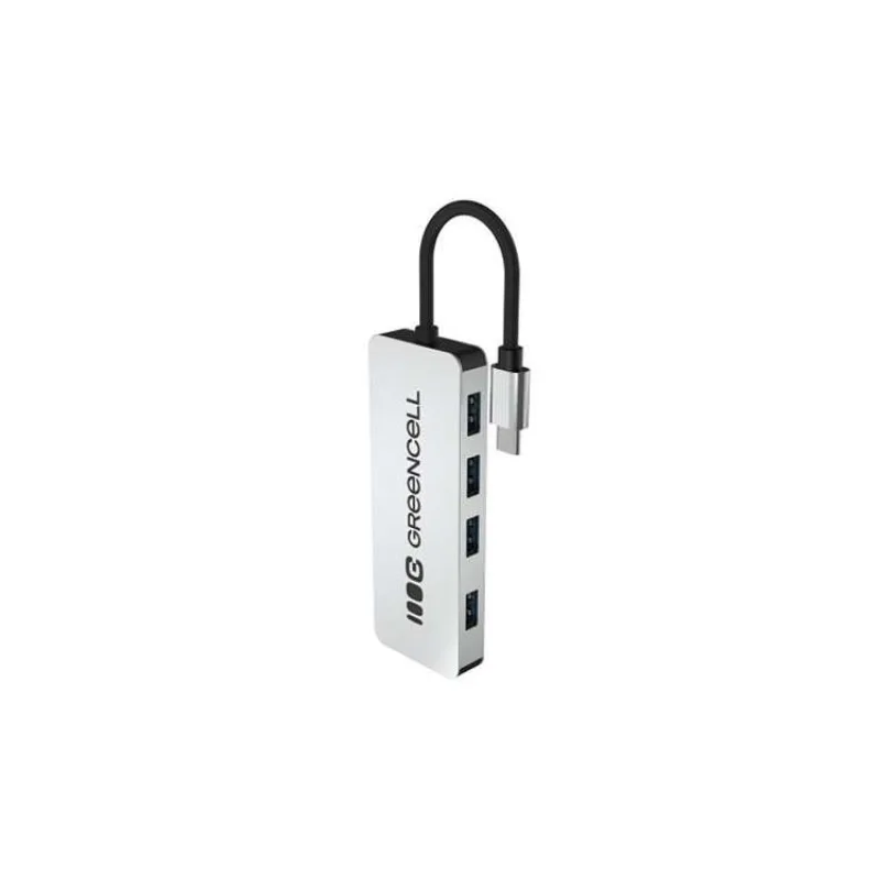 Green Cell USB-C 4v1 HUB (4×USB 3.0) – rychlý přenos 5 Gb/s, hliníkové pouzdro (HUB-GC-C4A)