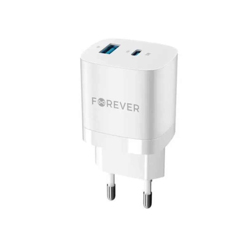 Rýchlonabíjačka do siete Forever TC-05 PD+USB GaN 33W biela (GSM115405)