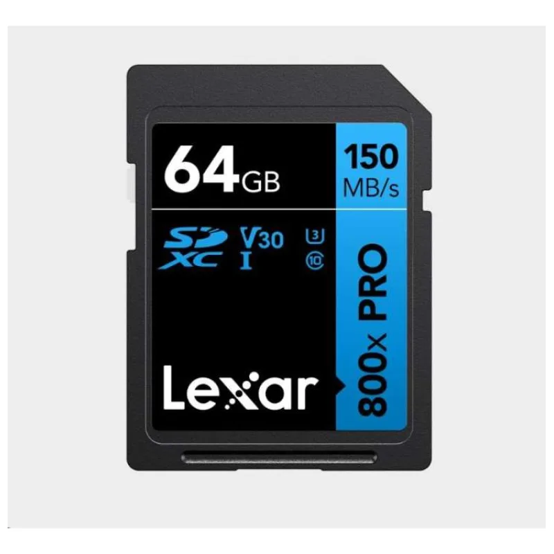 Lexar SDXC 800x Pro UHS-I cards, C10 (V30) U3, R150, 64GB (LSD0800P064G-BNNNG)