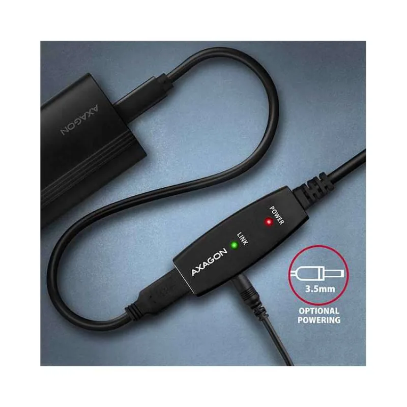 AXAGON ADR-207, USB 2.0 A-M - A-F aktivní prodlužovací / repeater kabel, 7.5m (ADR-207)