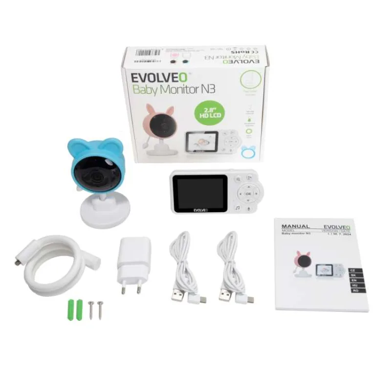 EVOLVEO Baby Monitor N3, detská videoopatrovateľka, modrá (CAM-3B)