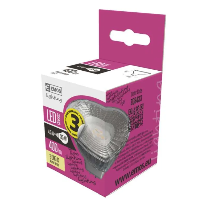 EMOS LED CLS MR16 4,5 W (28 W) 380lm GU5.3 WW (1525732200)