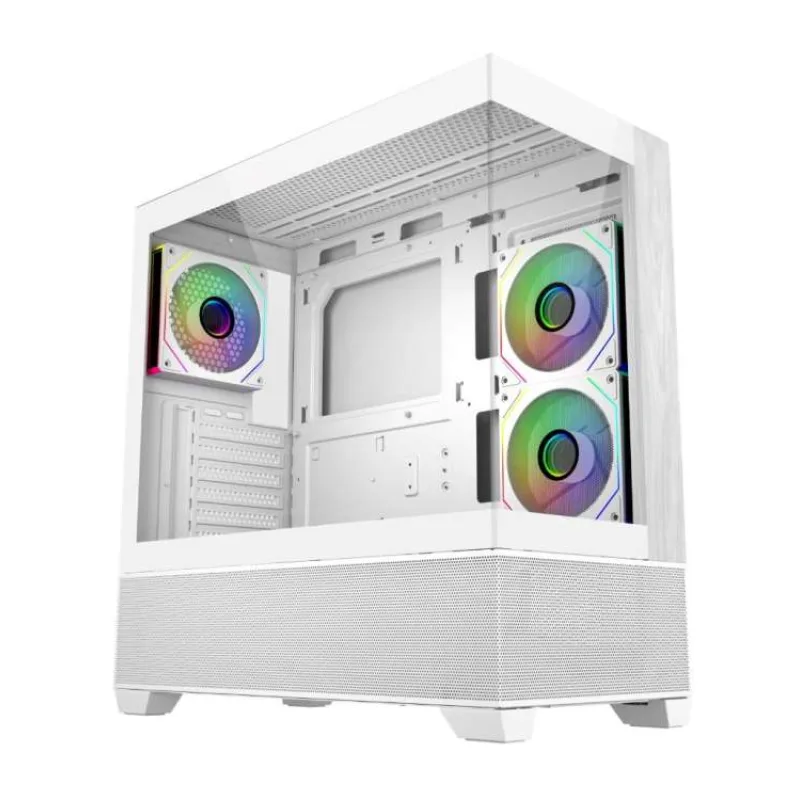 Cooler Master case Elite 690 Wood, ATX, Průhledná bočnice, 3x 120mm ARGB Fan, Bílá (E690-WHNN-S00)