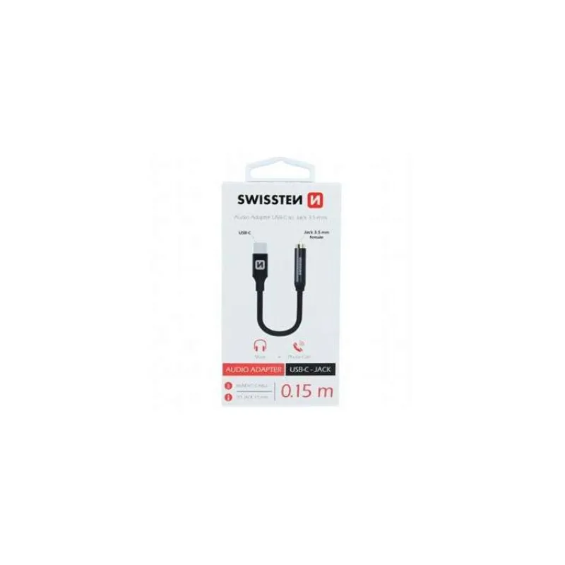 Swissten Audio Adaptér Textile Usb-C/Jack (Samice) 0,15 M Černý (73501301)